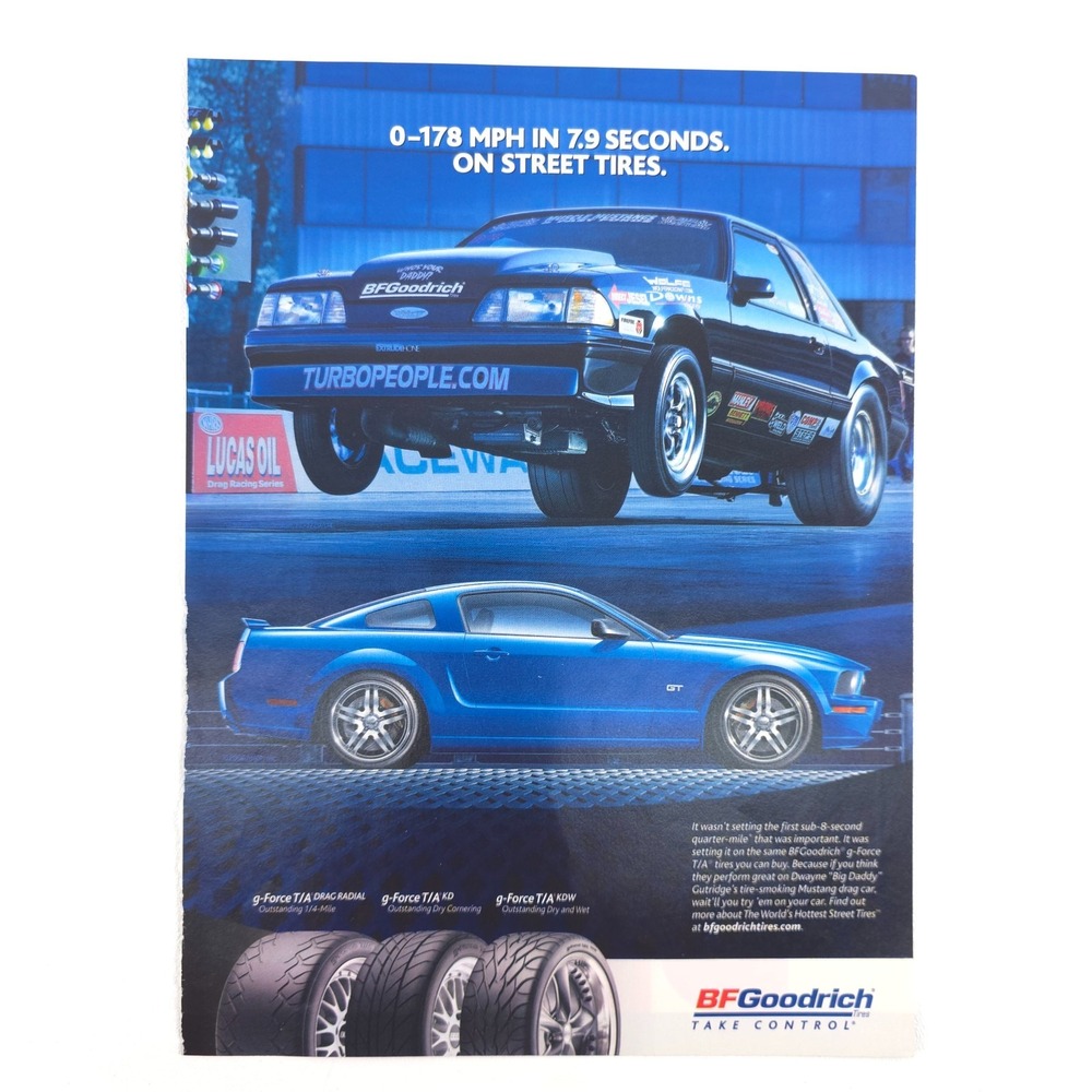 BFGoodrich Foxbody Mustang Launch Street Tire Drag Racing Print Ad 2008 Photo